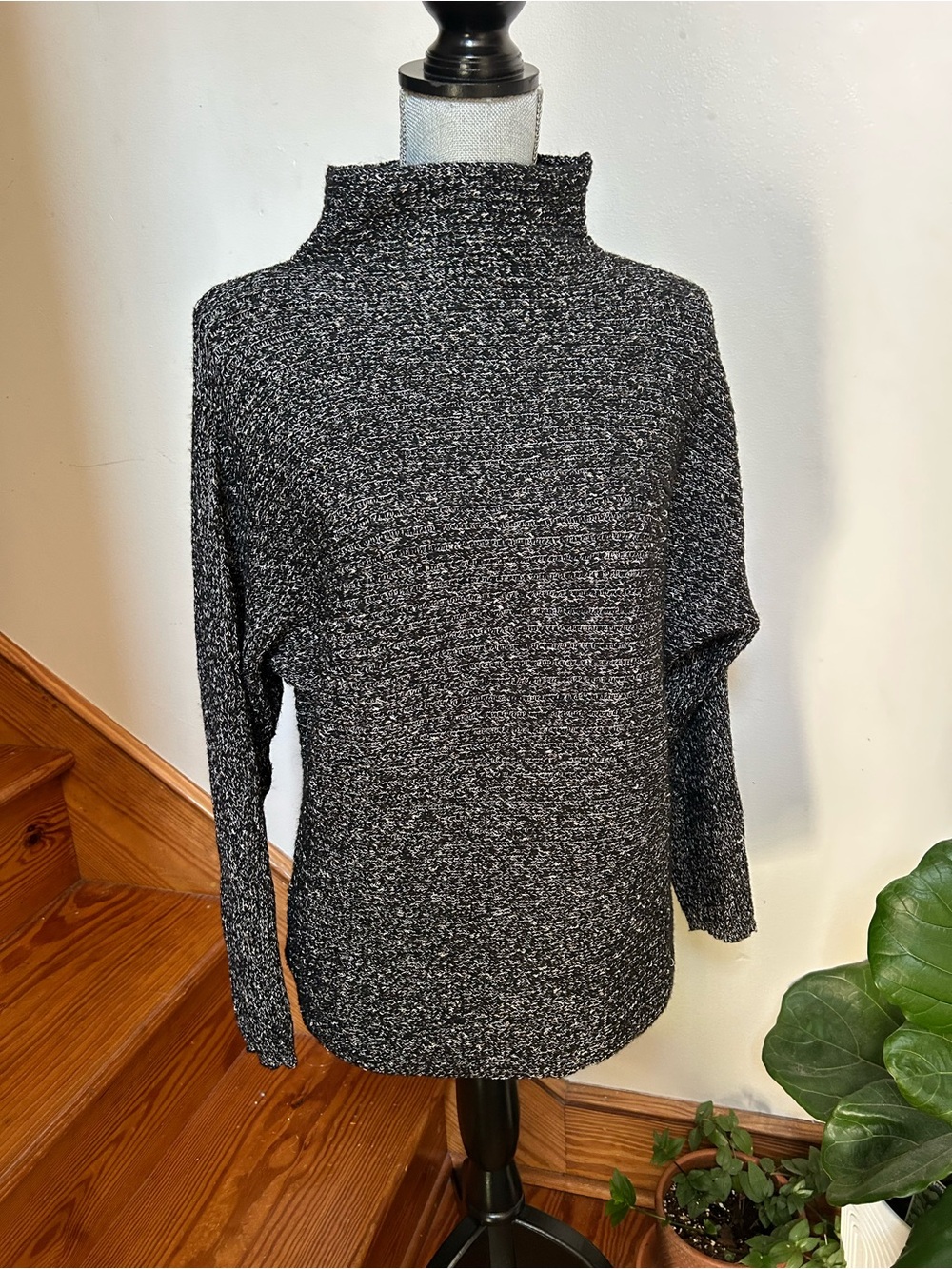Women’s Black & Gray Mock Neck Sweater